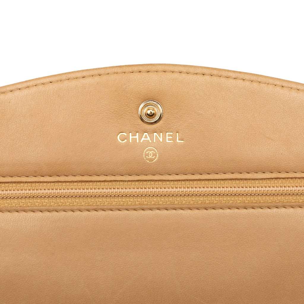 Chanel CC Caviar Wallet On Chain Beige Leather Very good condition - Box View