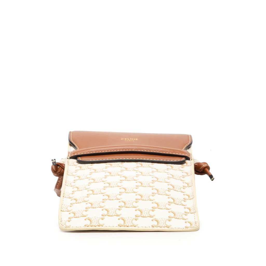 Celine Triomphe Coated Canvas Phone Pouch Flap Crossbody White Very good condition - Inside View