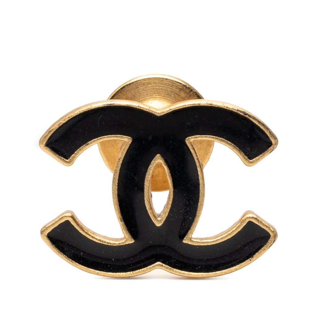 Chanel CC Gold Plated Enamel Pin Brooch Gold Metal Very good condition - Front View