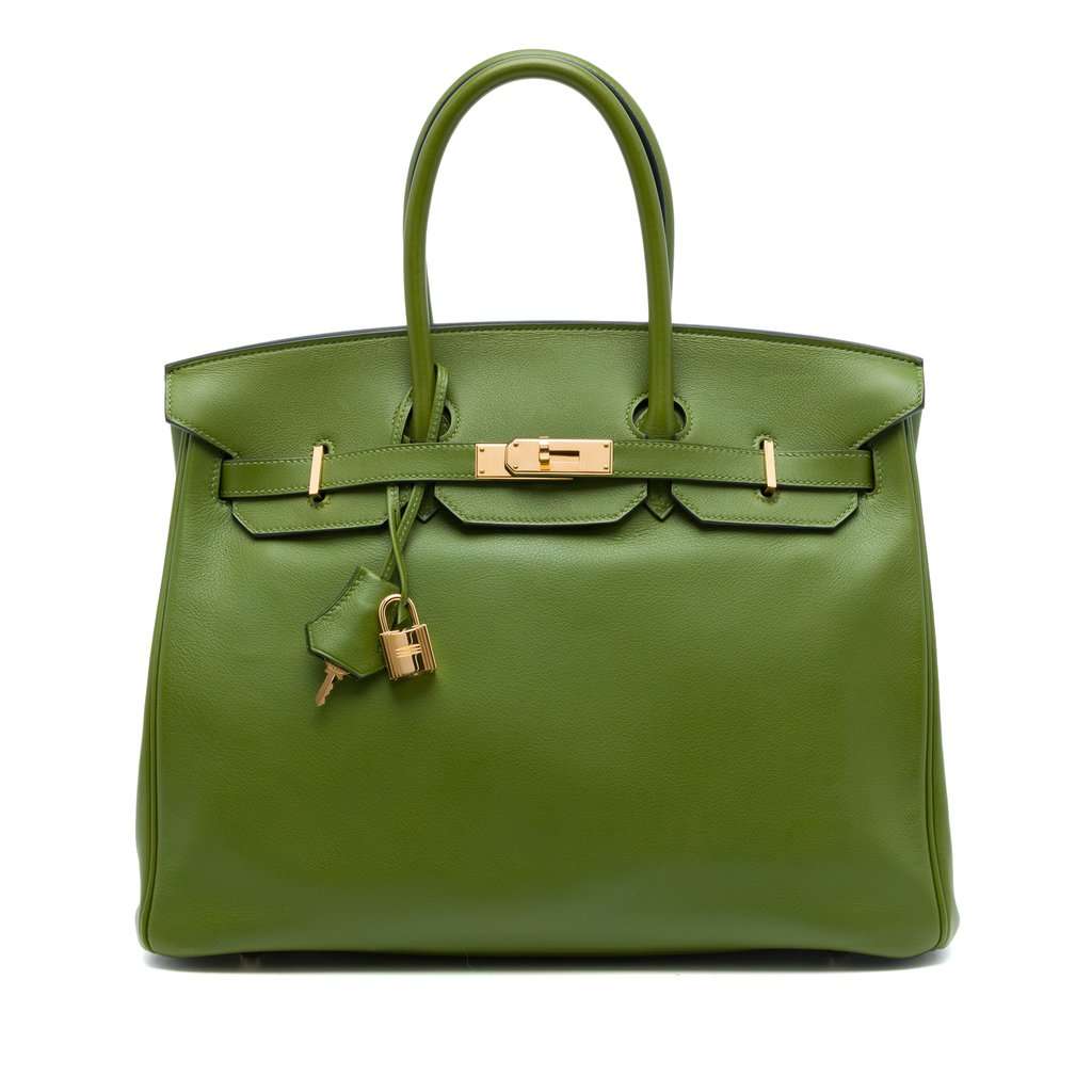 Hermès Swift Birkin Retourne 35 Green Leather Very good condition - Front View