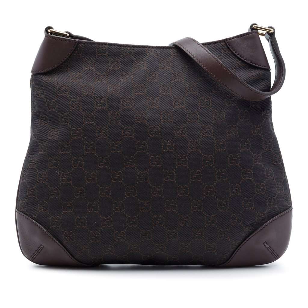 Gucci GG Denim Shoulder Bag Brown Very good - Front View