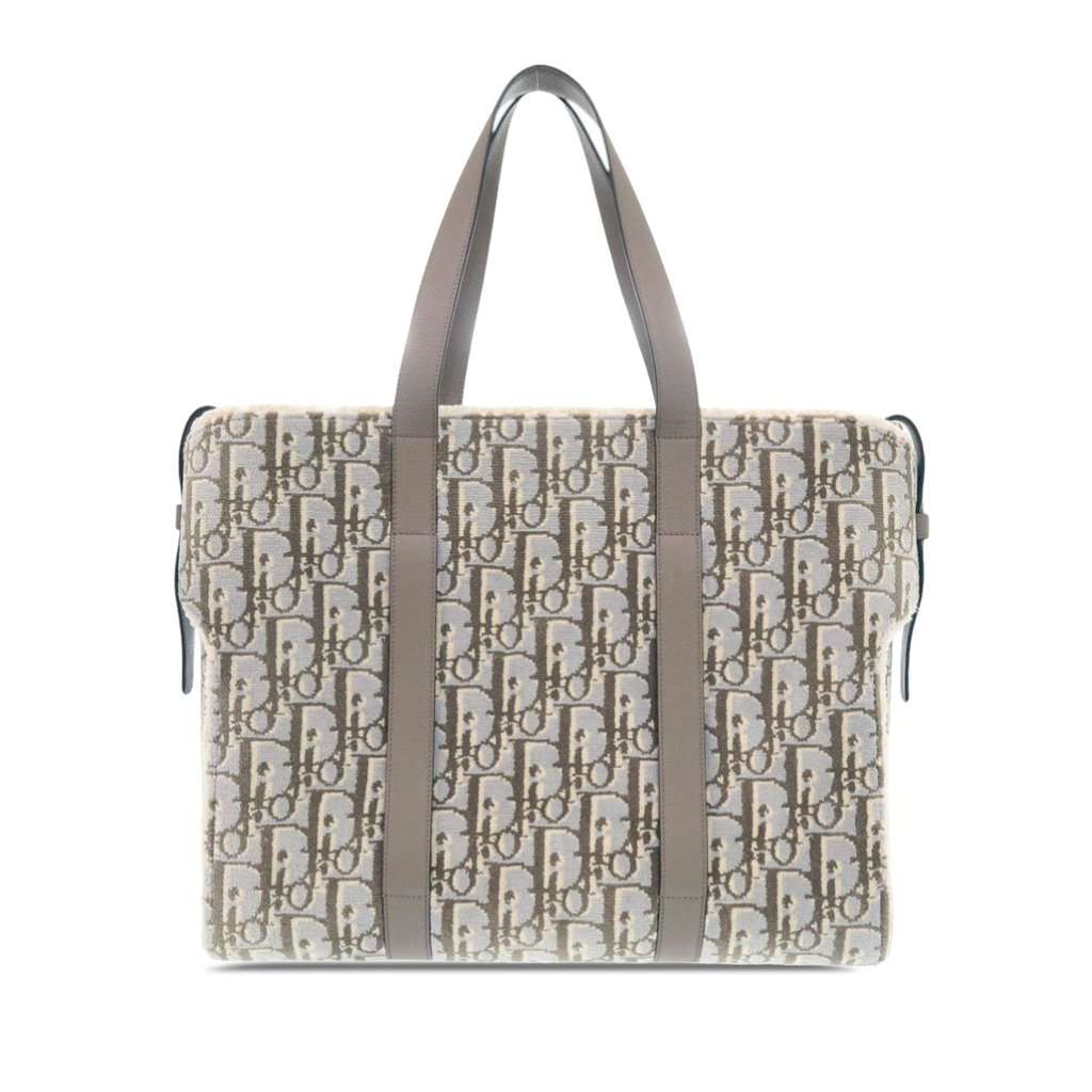 Dior Large Oblique Wool Corolle Tote Beige Very good condition - Front View