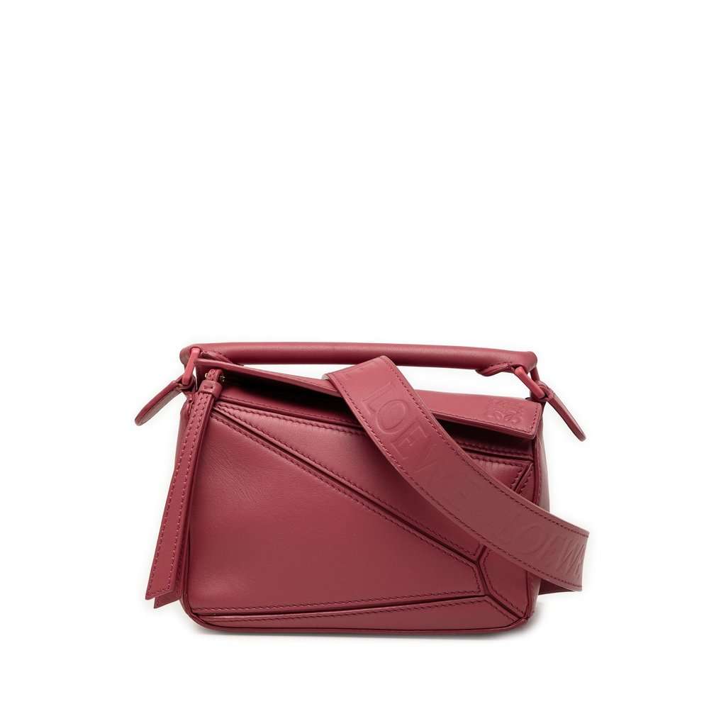 LOEWE Mini Calfskin Puzzle Satchel Pink Leather Very good condition - Front View