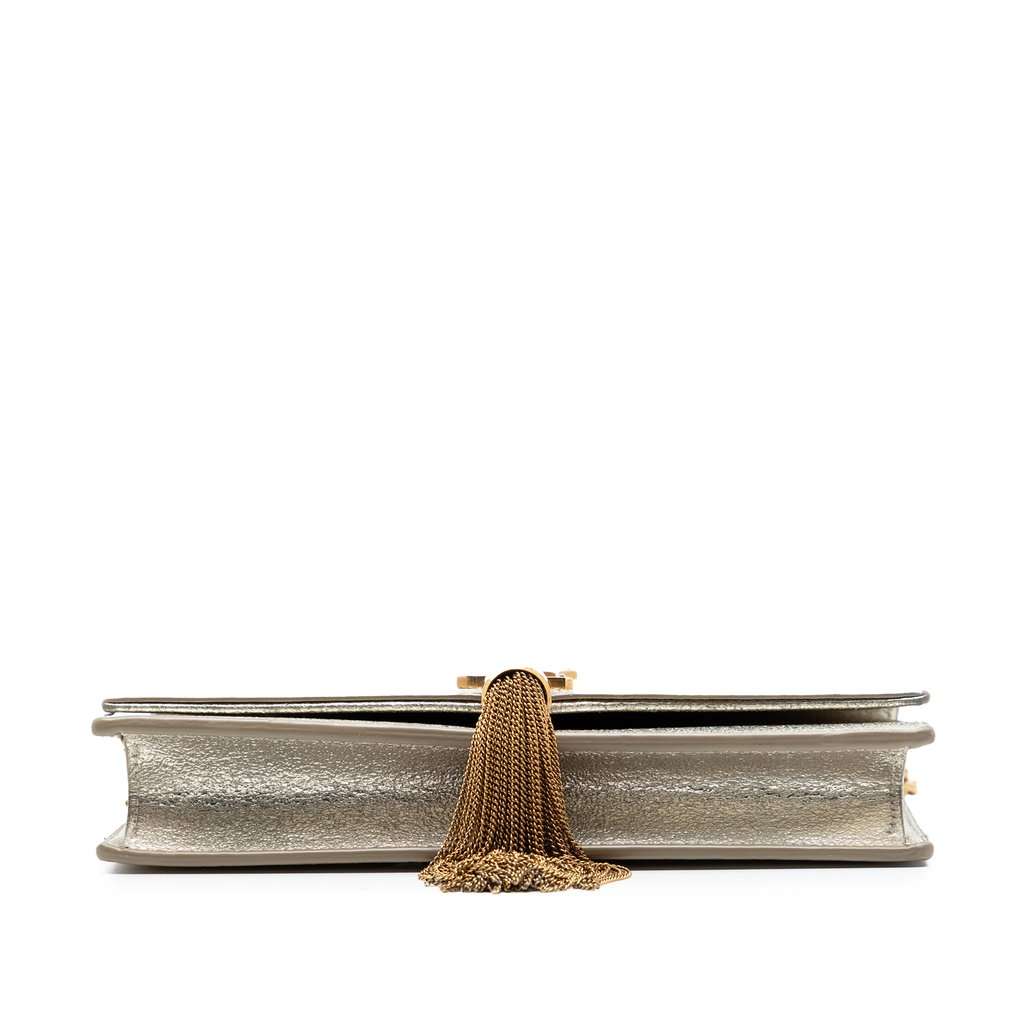 Saint Laurent Small Metallic Kate Tassel Wallet On Chain Silver Leather Very good - Inside View