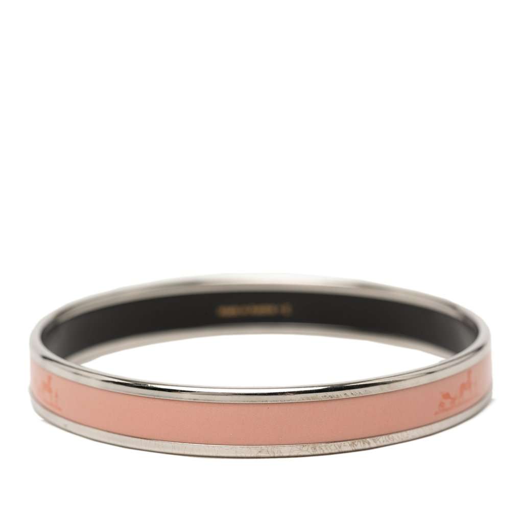 Hermès Narrow Caleche Enamel Bangle 65 Pink Metal Very good condition - Inside View