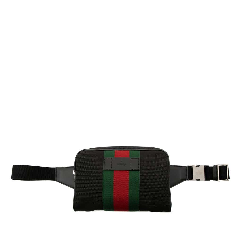Gucci Canvas Techno Web Belt Bag Black Very good - Front View