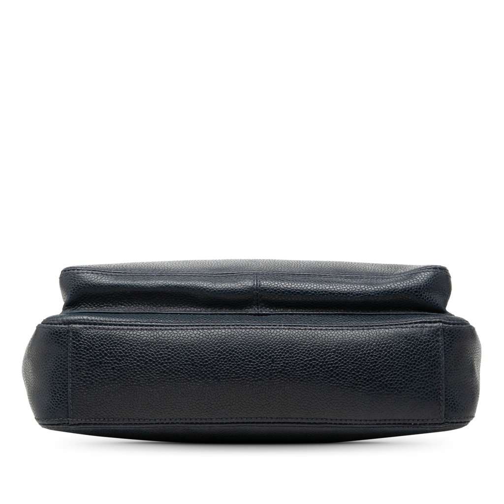 Chanel CC Caviar Front Pocket Shoulder Bag Blue Leather Very good - Inside View