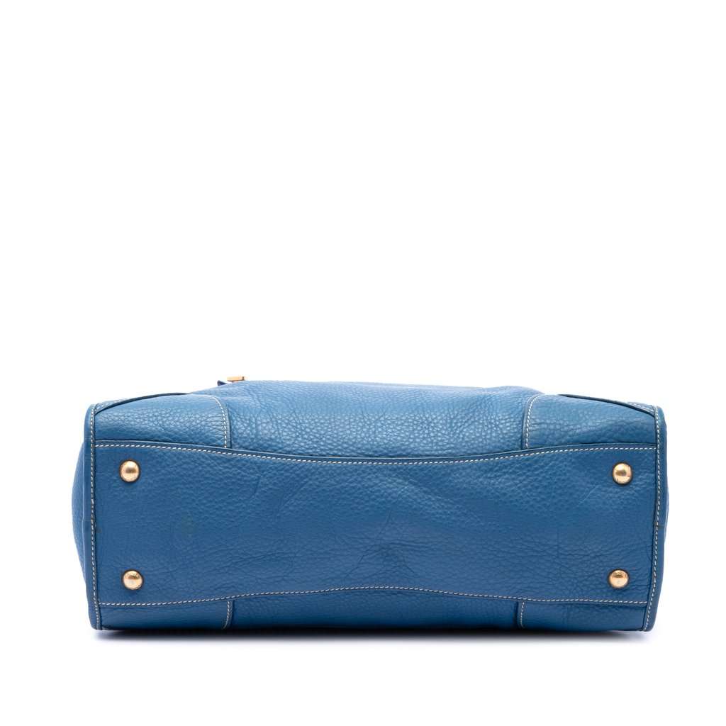 Prada Vitello Daino Zip Top Satchel Blue Leather Very good condition - Inside View