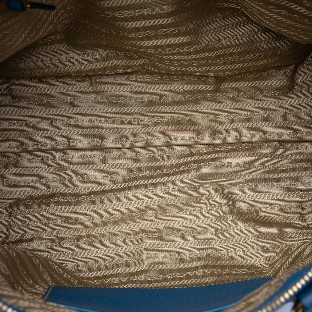 Prada Vitello Daino Zip Top Satchel Blue Leather Very good condition - Model View
