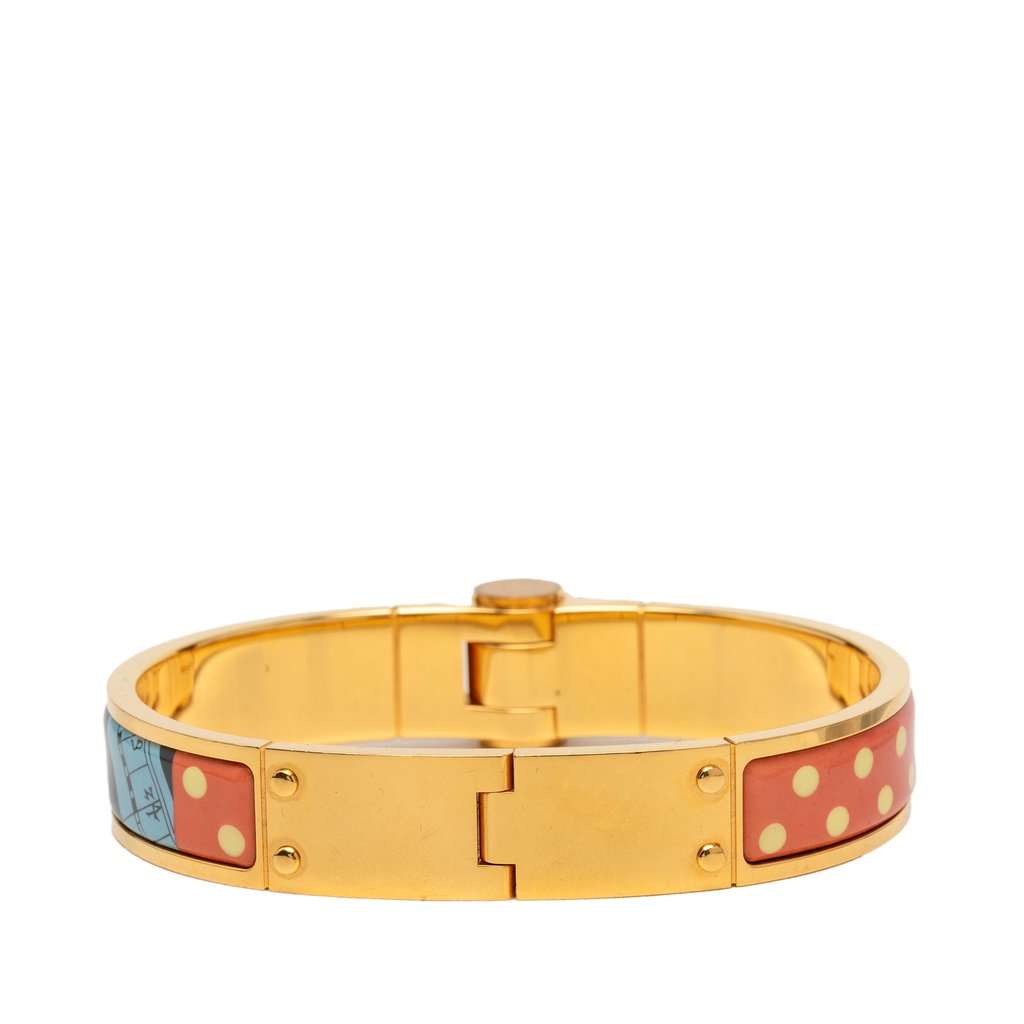 Hermès Narrow Enamel Charniere Hinge Bracelet PM Blue Very good condition - Inside View