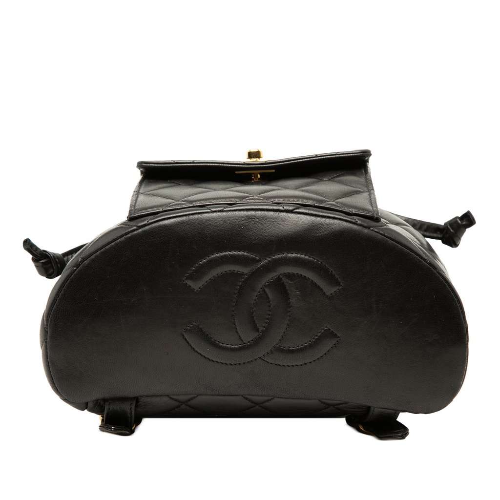 Chanel Medium Quilted Lambskin Duma Backpack Black Leather Very good - Inside View