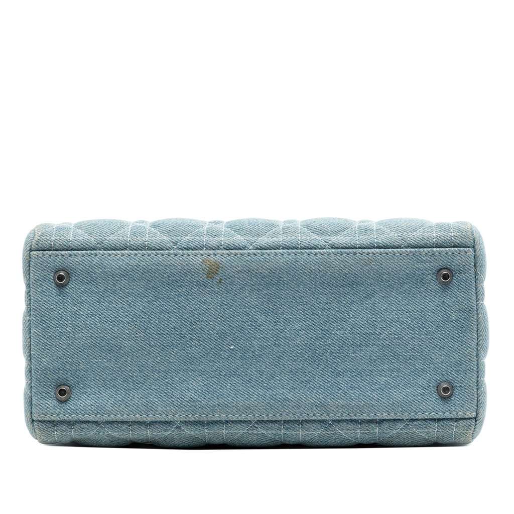 Dior Medium Denim Cannage Acrylic Handles Lady Dior Blue Good condition - Inside View