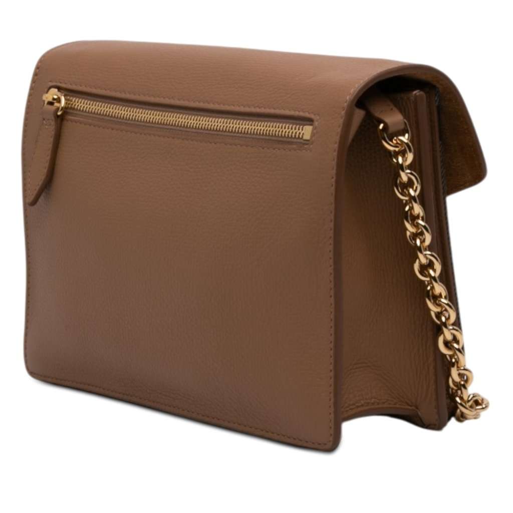 Burberry Small Leather and House Check Canvas Derby Macken Crossbody Brown Leather Very good - Back View