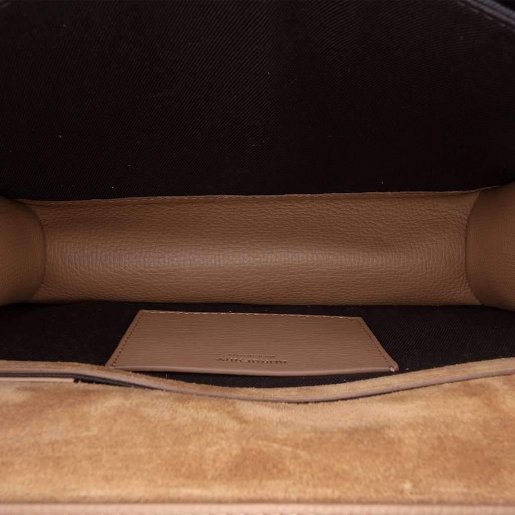Burberry Small Leather and House Check Canvas Derby Macken Crossbody Brown Leather Very good - Model View