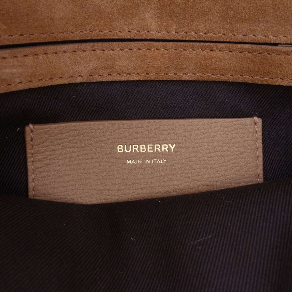 Burberry Small Leather and House Check Canvas Derby Macken Crossbody Brown Leather Very good - Box View