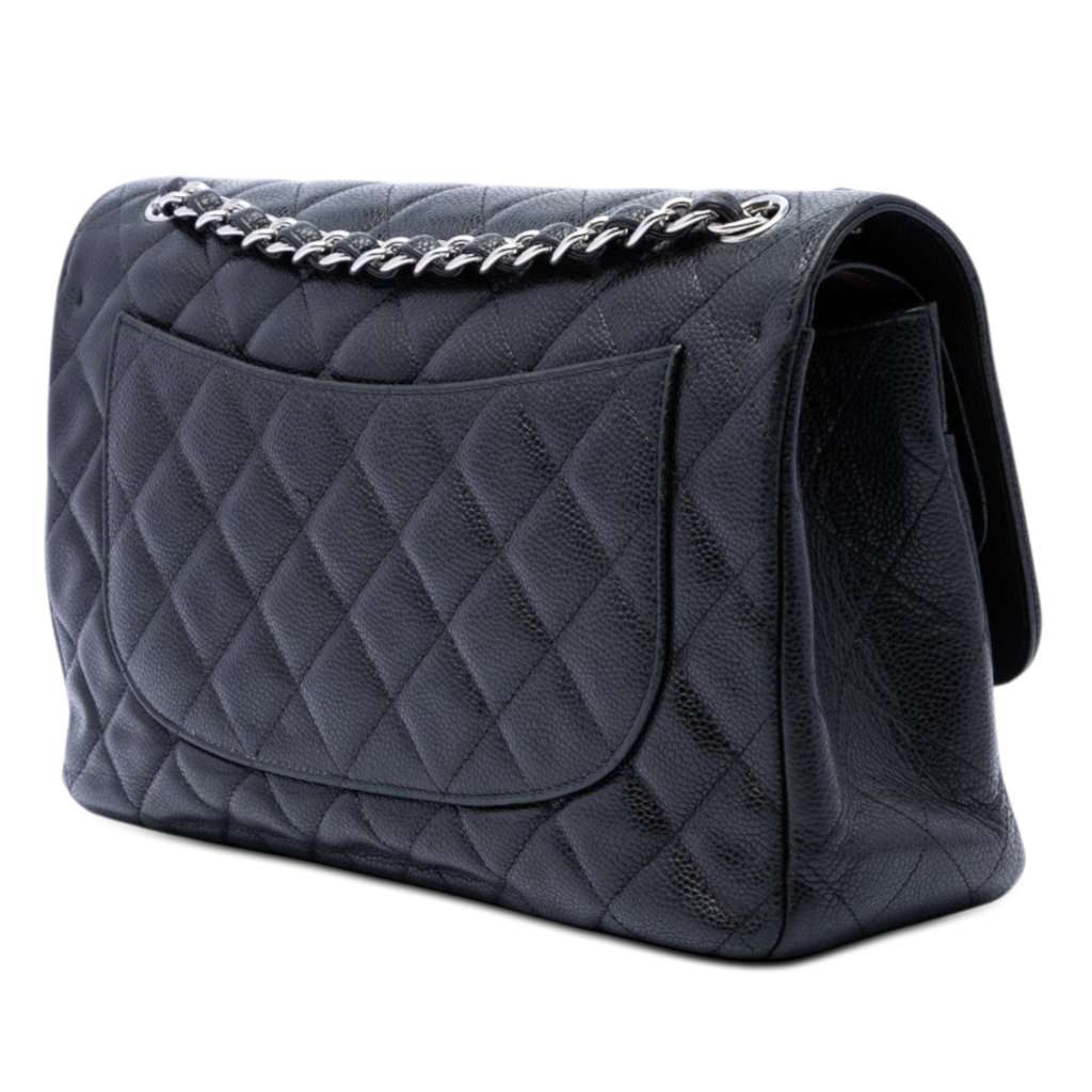 Chanel Jumbo Classic Caviar Double Flap Black Leather Very good condition - Back View
