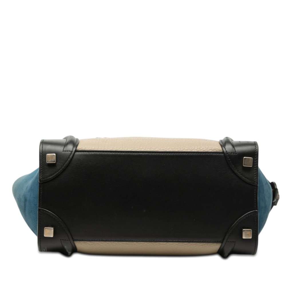 Celine Micro Tricolor Calfskin and Nubuck Luggage Tote Beige Leather Very good condition - Inside View