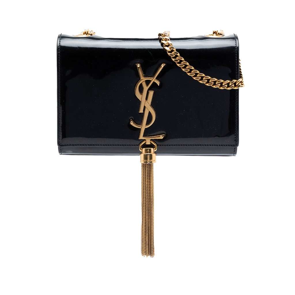 Saint Laurent Small Patent Classic Monogram Kate Tassel Crossbody Black Leather Very good - Front View