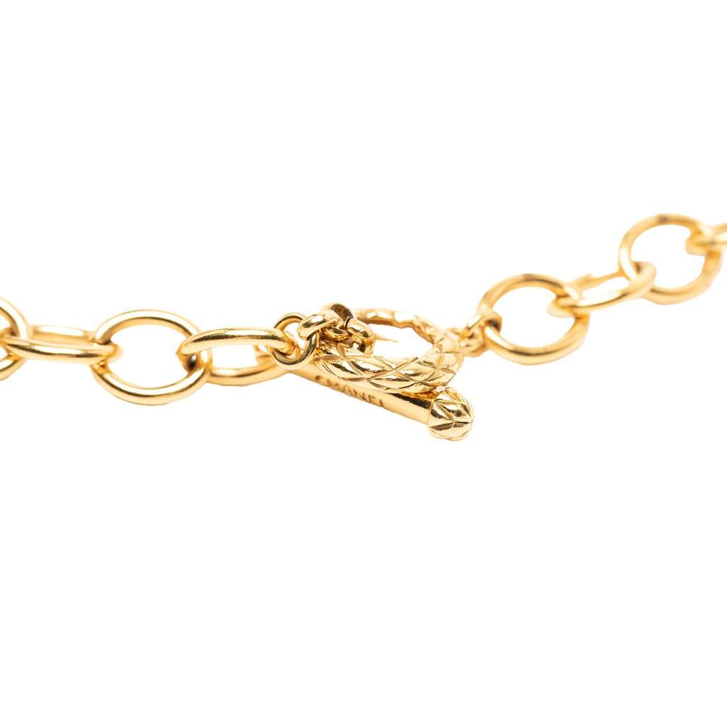 Chanel CC Gold Plated Oval Pendant Necklace Gold Metal Very good condition - Box View
