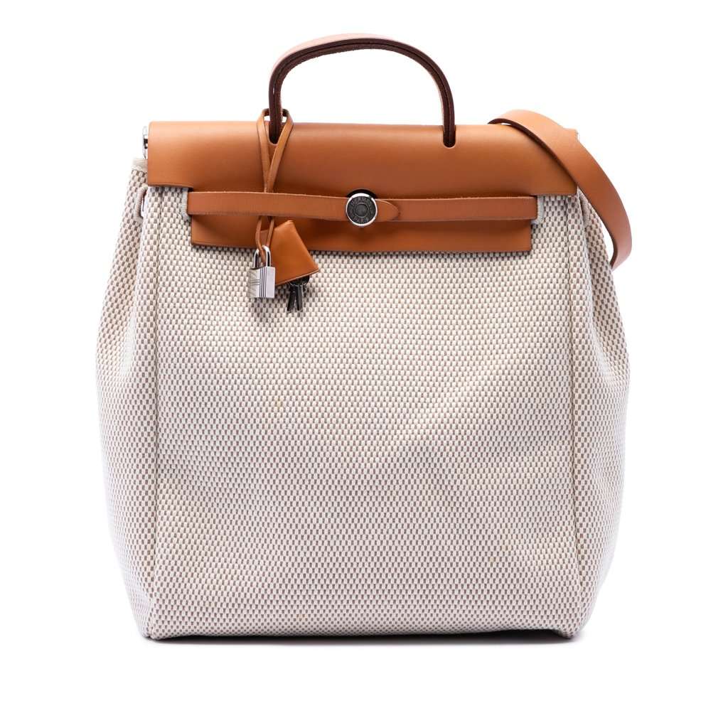 Hermès Toile Herbag GM Backpack Beige Very good condition - Front View