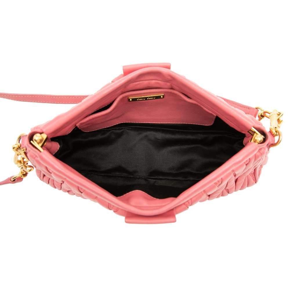 Miu Miu Matelasse Nappa Frame Shoulder Bag Pink Leather Very good condition - Model View