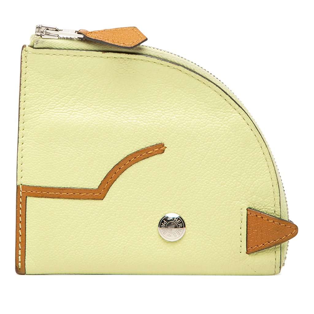 Hermès Chevre Paddock Coin Case Yellow Leather Very good condition - Front View