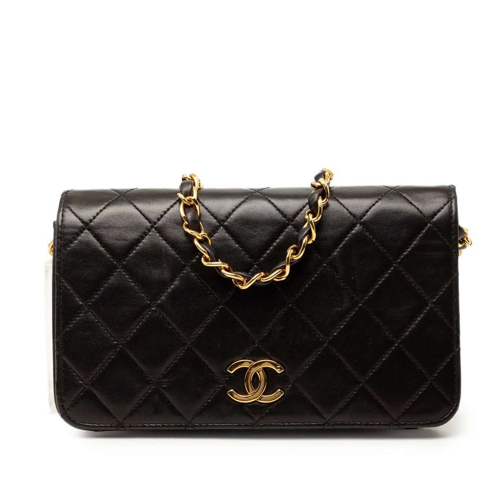 Chanel Mini CC Quilted Lambskin Full Flap Black Leather Very good - Front View