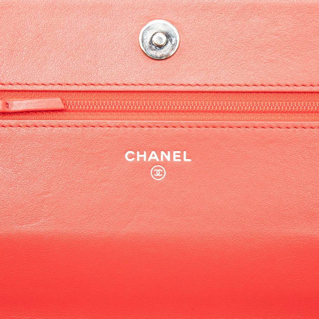 Chanel CC Embossed Lambskin Camellia Wallet On Chain Red Leather Very good - Box View