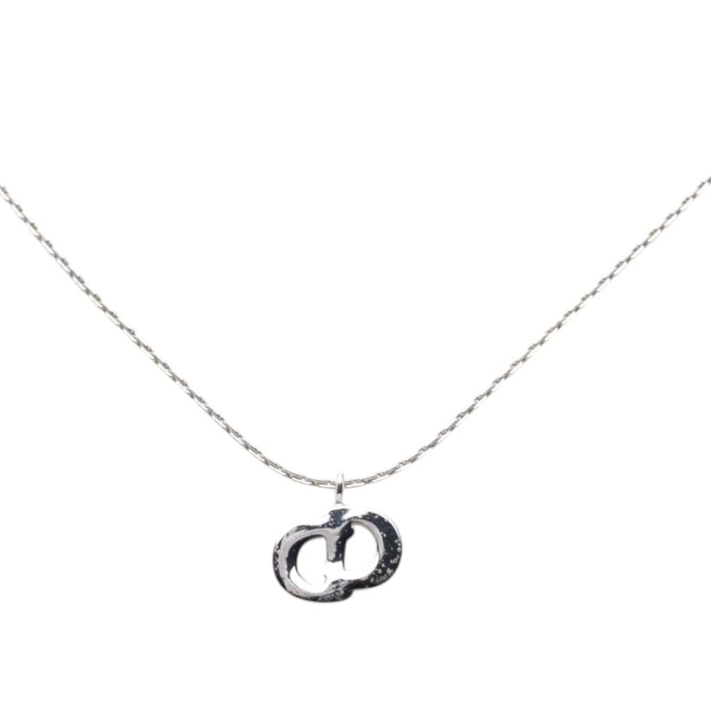 Dior Brass and Strass CD Logo Pendant Necklace Silver Metal Very good - Inside View