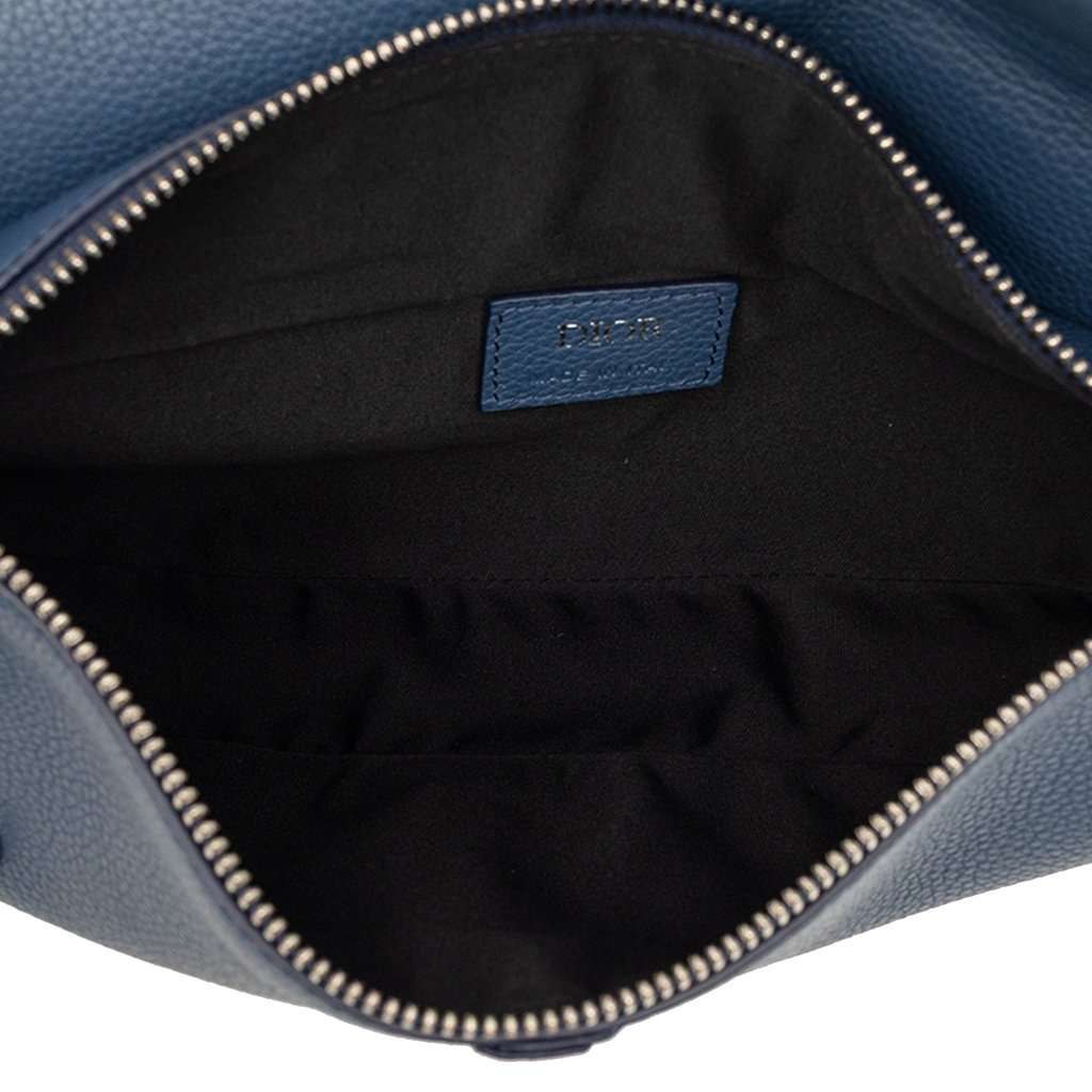 Dior Grained Calfskin Saddle Crossbody Blue Leather Very good - Model View