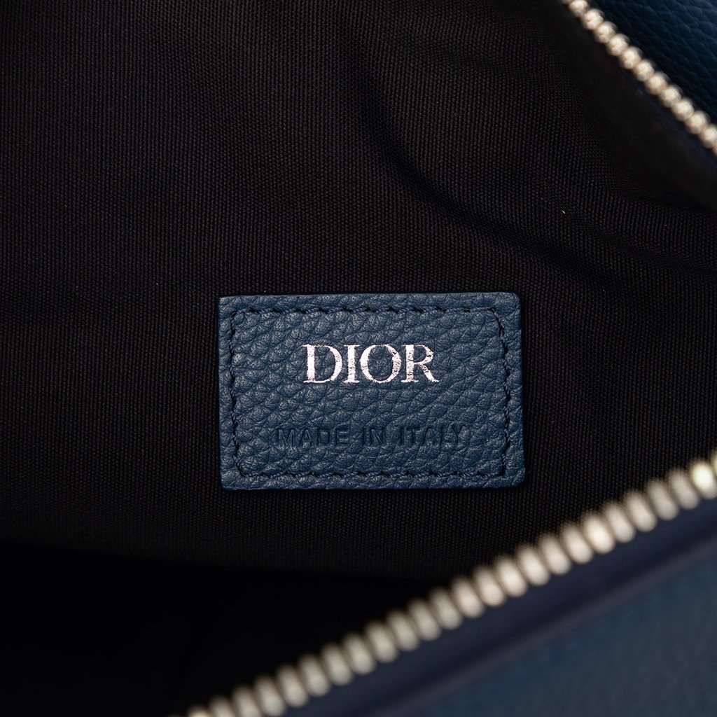 Dior Grained Calfskin Saddle Crossbody Blue Leather Very good - Box View