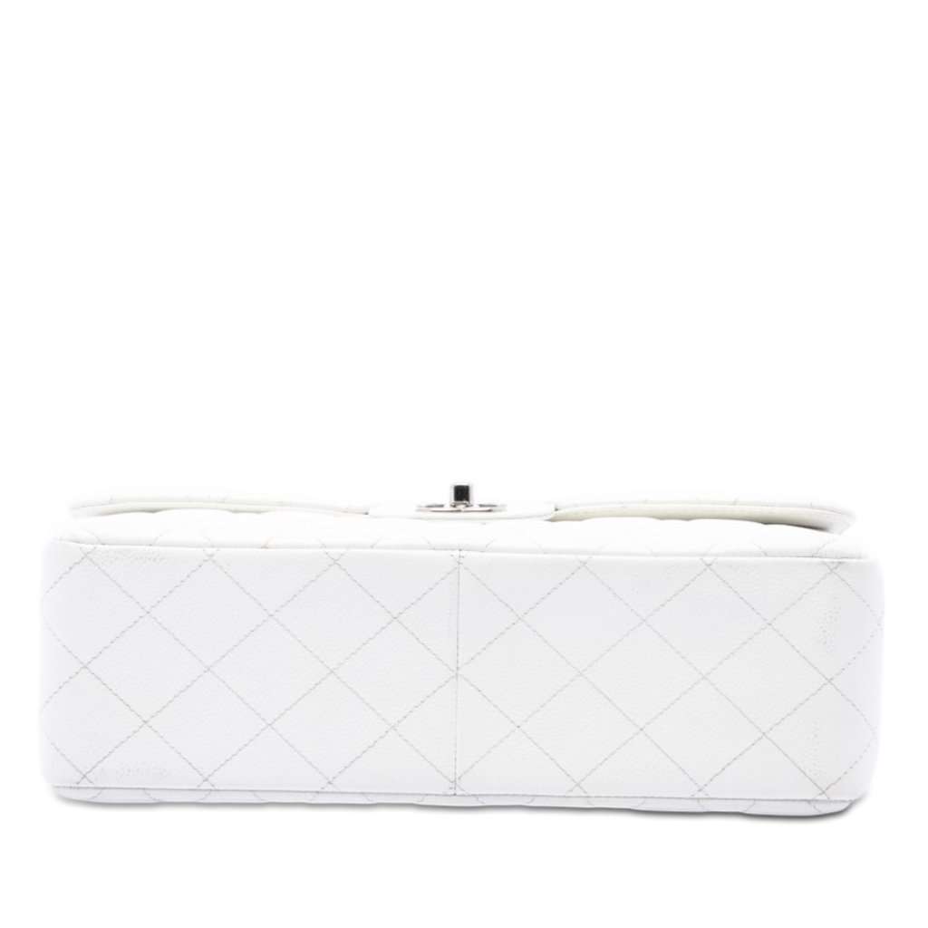 Chanel Jumbo Classic Caviar Double Flap White Leather Very good condition - Inside View