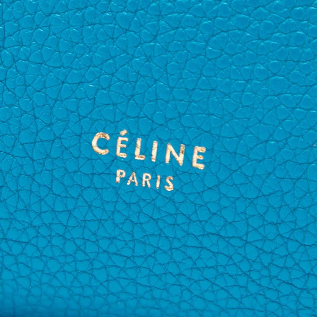 Celine Small Soft Grained Calfskin Seau Sangle Bucket Bag Blue Leather Very good - Box View
