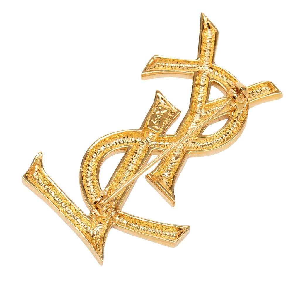 Saint Laurent Gold Plated Cassandre Pin Brooch Gold Metal Very good condition - Back View