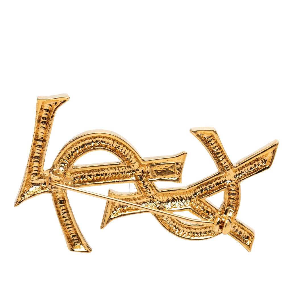 Saint Laurent Gold Plated Cassandre Pin Brooch Gold Metal Very good condition - Inside View