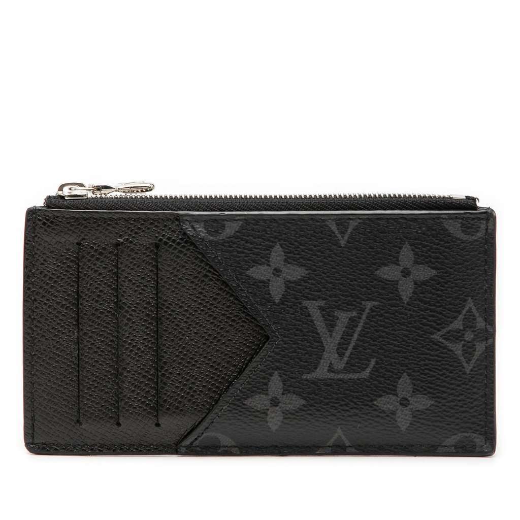Louis Vuitton Monogram Eclipse Taigarama Coin Card Holder Black Very good condition - Front View