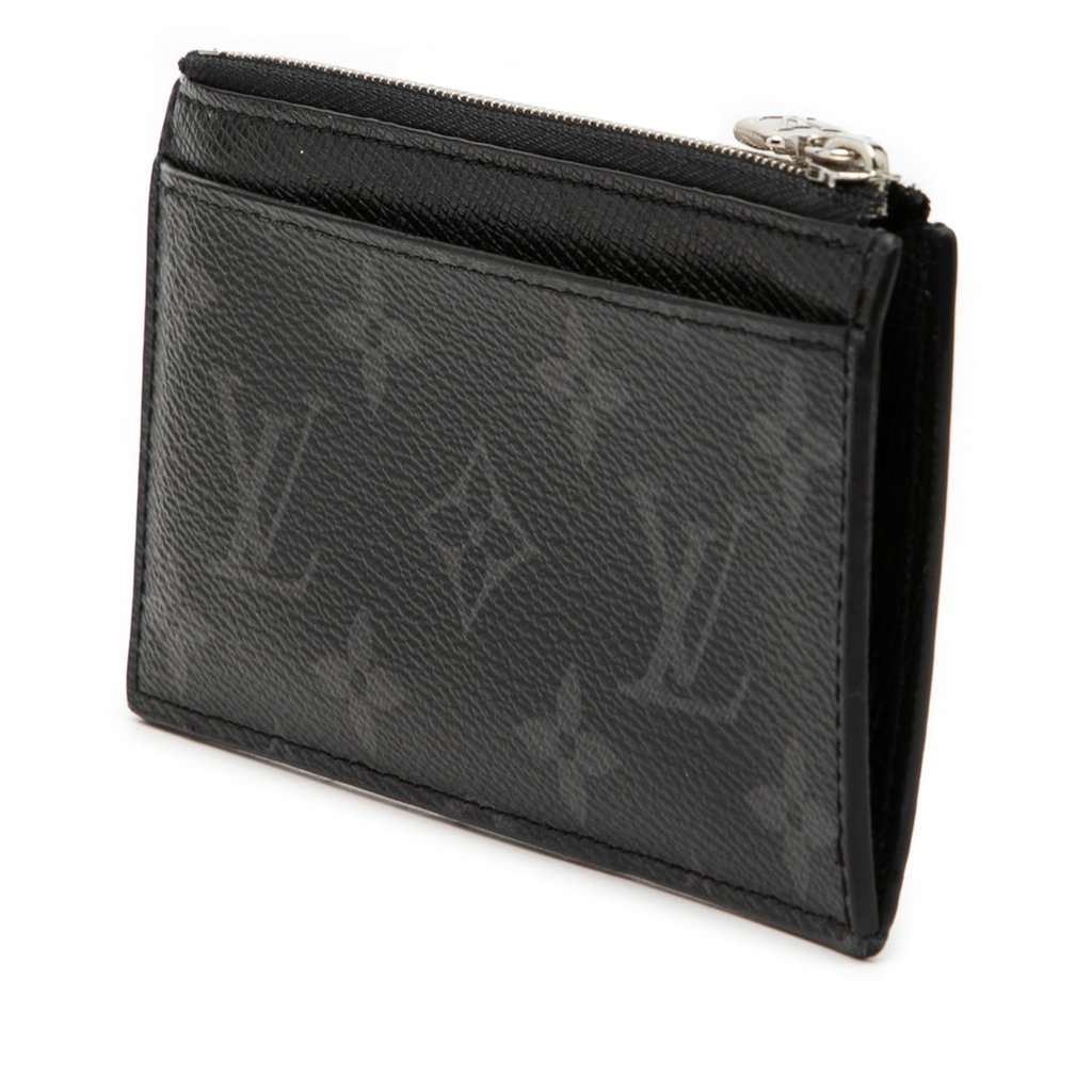 Louis Vuitton Monogram Eclipse Taigarama Coin Card Holder Black Very good condition - Back View