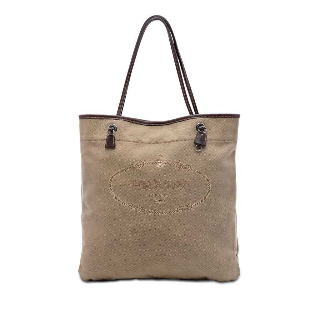 Prada Canvas Canapa Logo Tote Brown Very good condition - Front View