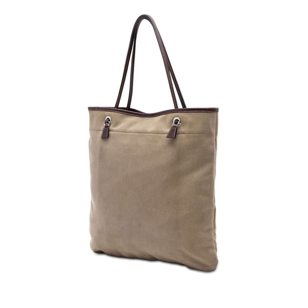 Prada Canvas Canapa Logo Tote Brown Very good condition - Back View