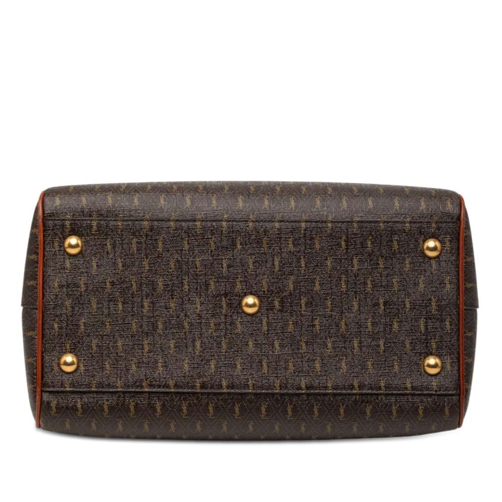 Saint Laurent Le Monogramme Coated Canvas and Leather Striped Boston Bag Brown Very good condition - Inside View