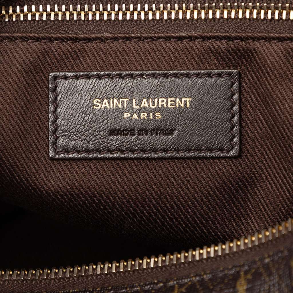 Saint Laurent Le Monogramme Coated Canvas and Leather Striped Boston Bag Brown Very good condition - Box View