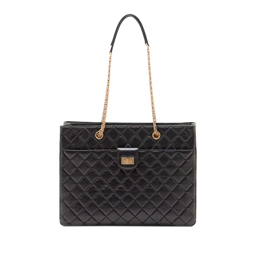 Chanel Quilted Aged Calfskin Front Pocket Reissue 2.55 Tote Black Leather Very good condition - Front View