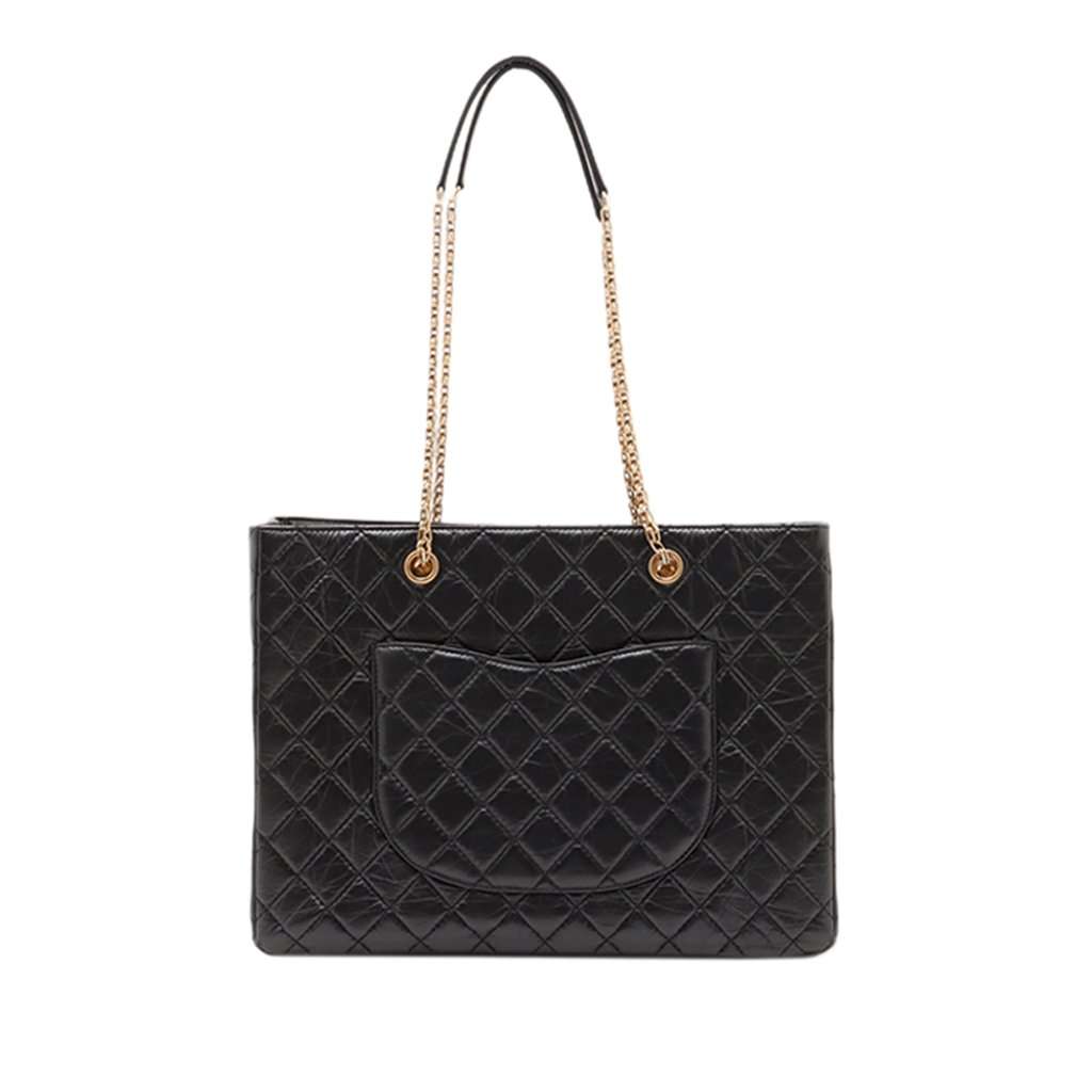 Chanel Quilted Aged Calfskin Front Pocket Reissue 2.55 Tote Black Leather Very good condition - Back View