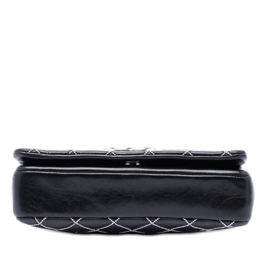 Chanel Mini CC Quilted Lambskin Beaded Full Flap Black Leather Very good - Inside View