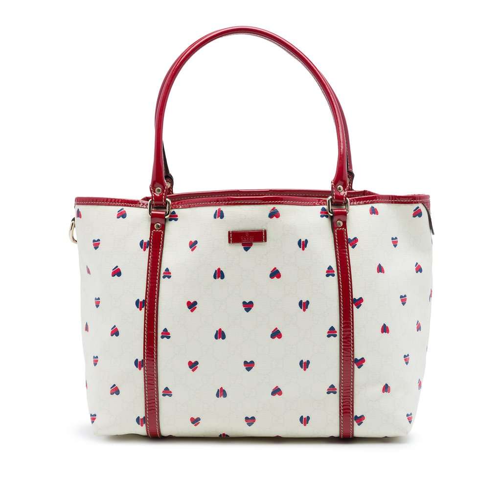 Gucci Medium GG Supreme Hearts Joy Tote White Very good - Front View