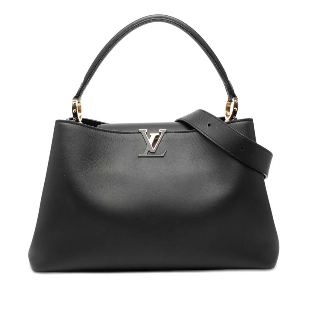 Louis Vuitton Smooth Taurillon Capucines Souple GM Black Leather Very good condition - Front View