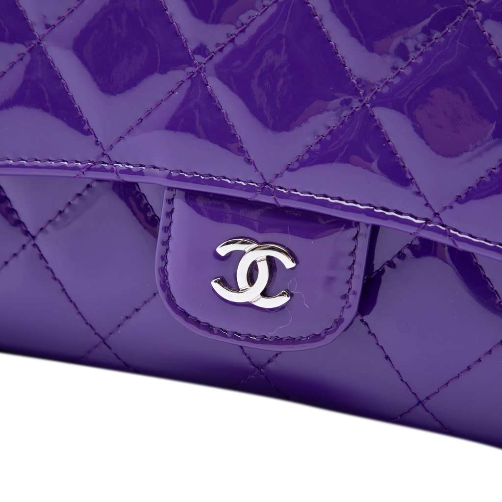 Chanel CC Quilted Patent Wallet On Chain Purple Leather Very good condition - Box View