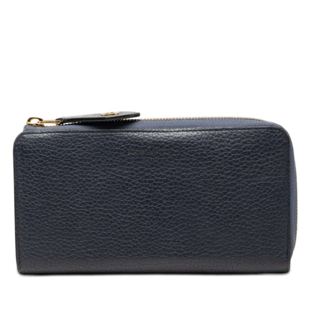 Louis Vuitton Taurillon Portefeuille Comet Long Wallet Blue Leather Very good - Front View