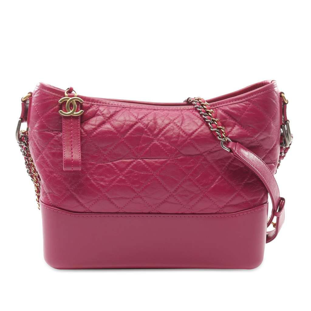 Chanel Medium Aged Calfskin Gabrielle Crossbody Pink Leather Very good condition - Front View
