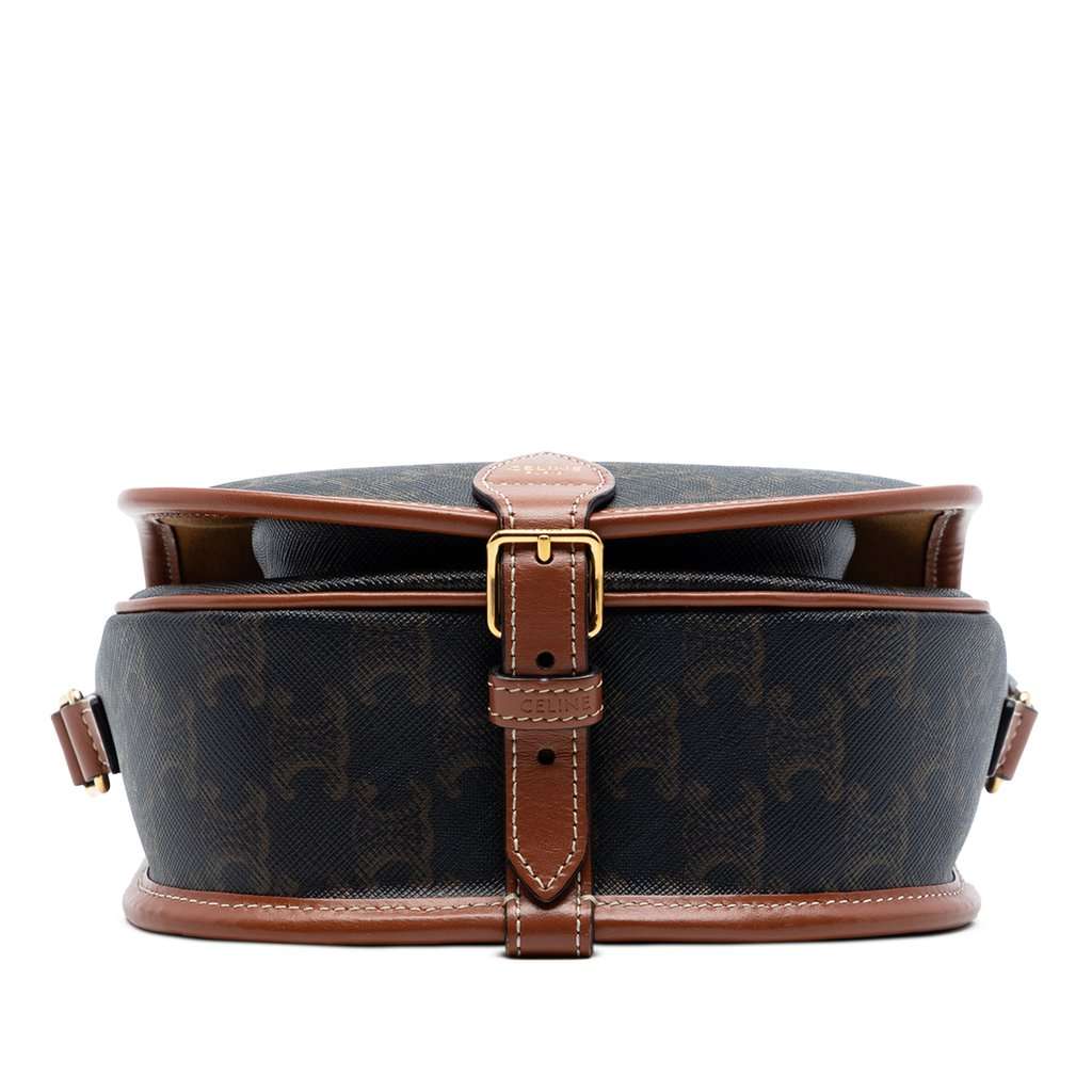 Celine Medium Triomphe Coated Canvas Folco Crossbody Brown Very good condition - Inside View